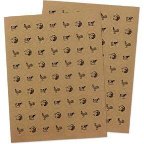 ملصقات مزرعة Kraft Brown - ملصقات حيوانات مزرعة ذات طراز عتيق - 126 Seals Pack - ملصقات للأظرف وأوامر العمل والتعبئة والتغليف