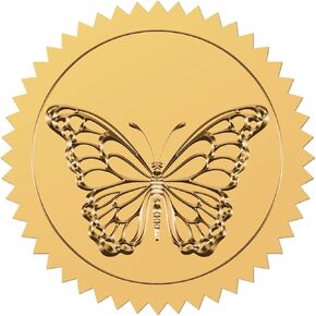 CRASPIRE 100Pcs 2 inch Heart Foil Envelope Stickers Gold Garland Self-Adhesive Embossed Serrated Edge Round Decal Decoration Seals Stickers for Wedding Valentine's Day Invitations Card Packaging