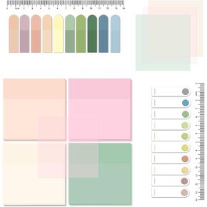 BAYTORY 600 Sheets Transparent Heart Sticky Notes, Clear Waterproof 3 x 3 inch See Through Memo Pad, Self-Adhesive Translucent Writable Index Tabs for Annotating Books, Office & School Study Supplies