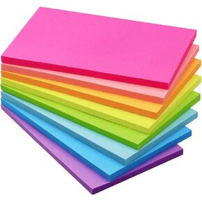 Sticky Notes 3x5 inch Bright Colors Self-Stick Pads 8 Pads/Pack 50 Sheets/Pad Total 400 Sheets