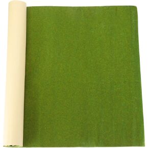 MECCANIXITY Artificial Model Grass Mat 16 Inch x 39 Inch Artificial Grass Turf Realistic Fake Grass Decor for Model Trains Scenery Craft Lawn Garden Decoration, Grass Green