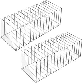 CTOSREE 2 PCS منظم ملف Acrylic للمكتب حامل الملف العمودي 15 مقصورة سطح المكتب منظم FORMARIZER STAND FILE FILE FILD SARTER FORMER in Kuwait