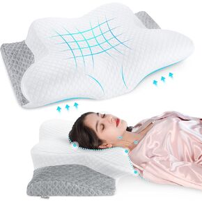 Misiki Cervical Memory Foam Pillow, Orthopedic Pillow Contour Pillow for Neck Pain, Cervical Ergonomic Pillow for Side Sleepers, Back and Stomach Sleep