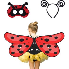 AOMIG 3Pcs Kids Bee Costume with Headband and Eye Mask Butterfly Wings Animal Costume Birthday Insect Bug Party Toys Gifts