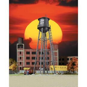 Walthers Cornerstone N Scale Model City Water Tower, 2-3/8 x 7" 6 x 17.8cm, Black,933-3832