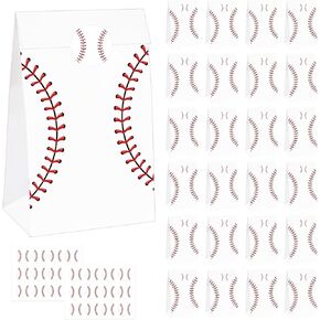 WYTAOHZL 24PCS Softball Gift Bags Softball Party Favor Bags with Stickers Softball Goodie Bags for Adult Softball Snack Bags for Team Softball Party Bags for Softball Party Supplies