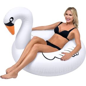 GoFloats Swan Party Tube Inflatable Raft, Float In Style (for Adults and Kids)