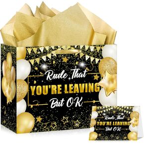 Farewell Going Away Party Decorations,Rude That You're Leaving But Ok&We Will Miss You Gift Bags with Wrapping Paper Card for Moving Away,Goodbye,Retirement,Coworker Leaving Party Supplies Decor Gifts