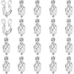 Framendino, Pearl Cage Locket Pendants Stone Holder for DIY Charms Bracelet Necklace Jewelry Making