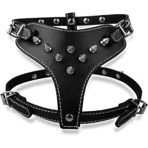 Spikes Studded Dog Harness Spiked PU Leather Pet Harness Small Dogs Puppy Vest 3 Colors Black S