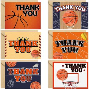 Fancy Land Basketball Thank You Cards 24 Pack Kids Thank You Notes Greeting Cards with Envelopes Birthday Teacher Gift