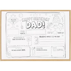 CJ&M Happy Birthday Dad Coloring Page | All About Dad Fill In Template | Father’s Birthday Activity | Dad’s Birthday Card for Kids.Perfect craft gift from kids for Father’s Birthday.
