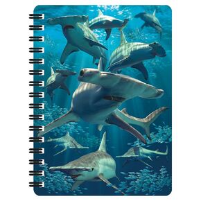3D LiveLife Jotter - Hammerhead Shark from Deluxebase. Lenticular 3D Shark 6x4 Spiral Notebook with plain recycled paper pages. Artwork licensed from renowned artist David Penfound
