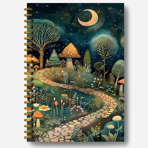 Vintage Forest Notebook, Enchanted Forest Mystical Woodland Notebook Journal, Aesthetic Notebook, Journal Notebooks for Note Taking, Spiral Notebook 5.5x8.3 Inch