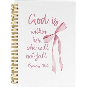 Christian Pink Bow Notebook, Bible Verse Christian Gifts for Women, Coquette Bow Journal Notebooks for Note Taking, Pink Office Supplies Hardcover Spiral Notebook 5.5x8.3 Inch