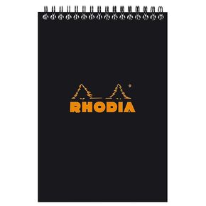 Rhodia Wirebound Lined Black Notepads 6 X 8.25 in. (80 Sheets)
