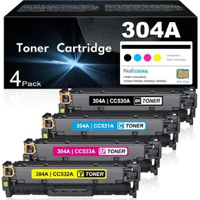 304A Toner Cartridges 4 Pack Replacement for HP 304A CC530A CC531A CC532A CC533A Works with Color Laserjet CP2025 CP2025n CP2025dn ;Color CM2320n CM2320nf MFP Printer (Black Cyan Magenta Yellow)