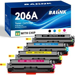 206A Toner Cartridges (with Chip) Replacement for HP 206A Toner Cartridges 4 Pack Compatible for Pro MFP M255 M255dw M282 M282nw M283 M283cdw M283fdw Printer W2110X W2110A Ink