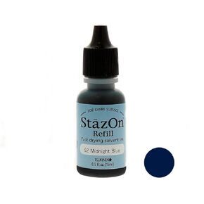 Tsukineko StazOn Solvent Ink Refill .5oz-Midnight Blue