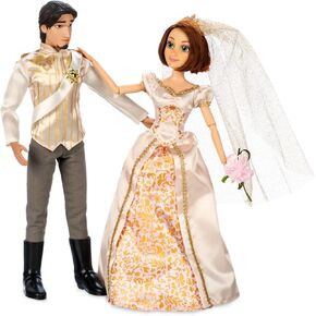 Disney Store Official Princess Wedding Doll Set (Rapunzel & Prince Eugene) Princess Toys with Molded Details, Deluxe Wedding Costumes, Scenic Display Packaging and Accessories - Set of 2
