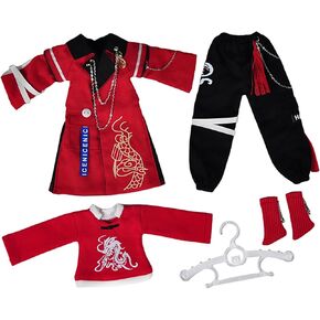 YMY New Year Red Set OB11 Bjd GSC 1/12 Scale Doll Clothes Cute Accessories Gift（Boy-S）