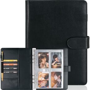 A5 Kpop Photocard Binder, Trading Card Binder, 6 Ring Binder Album with 200 Card Slots, PU Leather Binder Cover with Magnetic Buckle Closure for Organizing Trading Cards (Purple)
