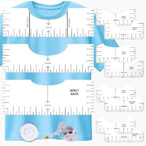 10 PCS T-Shirt Ruler Guide - Tshirt Measurement Tools for Children Youth Adult, V-Neck/Round PVC Rule Rulers Designs Heat Press Accessories for Vinyl Alignment, Heat Press