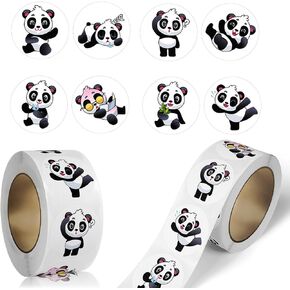 500Pcs Round Panda Stickers for Kids Reward 8 Style Roll Cute Panda Sticker for Envelopes Teacher Reward Stickers School Supplies Panda Incentive Roll Sticker for School Classroom, Black