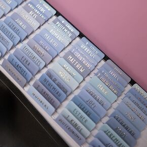 UPAFEXXI-Laminated Bible Tabs (Rose Gold Foil Embossed Lettering), Bible Tabs for Women and Men, Reposition Large Print Stickers, Easy to Read and Apply, 80Chapters Labels for Easy Navigation(Pink)