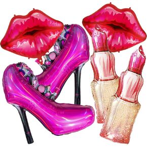 Lip balloon lipstick foil Lady high heels decoration,Valentine's Day, wedding, bridal shower, spa party, bachelor party decoration, Spa Party Supplies for Girls, Pink