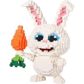 Rabbit Micro Building Blocks Set, Easter Bunny with Carrot, Nanoblock White Jade Rabbit, Wild Safari Animals, Gift for Aged 12 and Above, Compatible with Lego (Rabbit 5200pcs)