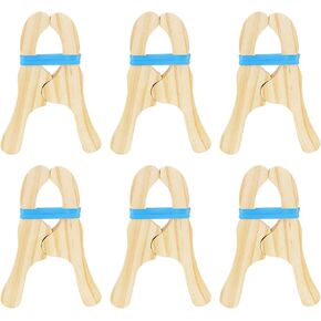 6 Pcs Wooden Play Clips,Montessori & Waldorf Fort Building Kit,Suitable for Kindergarten,Home,School for Develop Hands-on Skills,Develop Imagination and Creativity(Yellow 6Pcs)
