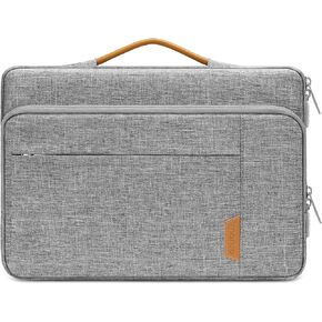 MOSISO 360 Protective Laptop Sleeve Bag Compatible with MacBook Air/Pro, 13-13.3 inch Notebook, Compatible with MacBook Pro 14 inch M4 M3 M2 M1, Side Open Bag Case with Raised Pocket&Handle&Belt, Gray