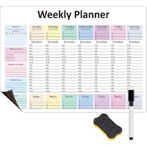 Weekly Hourly Planner Dry Erase Magnetic Whiteboard－Daily Weekly Weekly Planner and Hourly Schedule Checklist－Weekly To Do List Organize Your Daily Work Efficiently