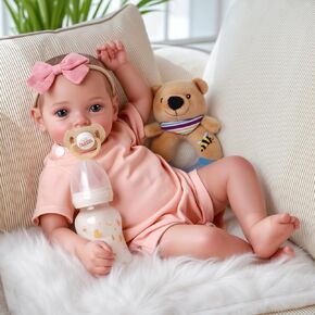 JIZHI Lifelike Reborn Baby Dolls - 20-Inch Blue Eyes Realistic Newborn Baby Dolls Soft Cloth Body Real Life Baby Dolls Girl with Gift Box for Kids Age 3+