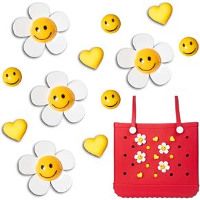 Flowers Charms for Bogg Bag Accessories, Decoration Accessories for Bogg Bag, Charms Compatible with Simply Southern Totes, Insert for Beach Tote Bags