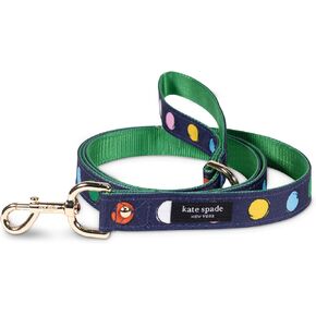 kate spade new york 6ft Dog Leash, Heavy Duty Leash for Female or Male Dogs, Cute Pet Leash with Gold Metal Hardware, Long Dog Lead for Medium and Large (Watercolor Dot)