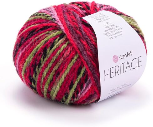 Yarnart Heritage variegated Wool Yarn - مزيج الوزن الناعم المتوسط ​​للسترات الصوفية والأزرار والأوشحة والقبعات - الحياكة الشتوية الدافئة والألياف الكروشيه (336) in Kuwait