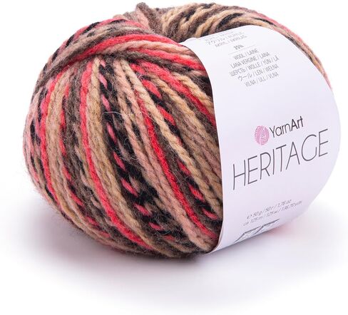 Yarnart Heritage variegated Wool Yarn - مزيج الوزن الناعم المتوسط ​​للسترات الصوفية والأزرار والأوشحة والقبعات - الحياكة الشتوية الدافئة والألياف الكروشيه (336) in Kuwait