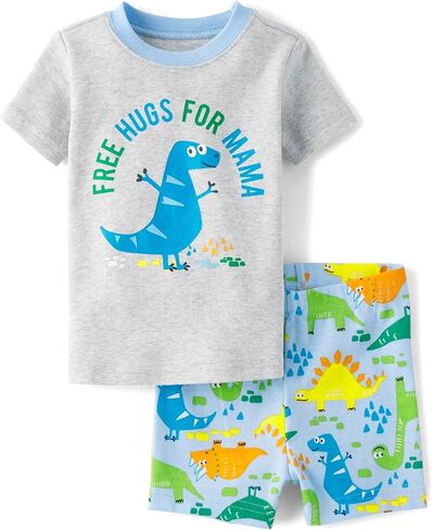 The Children's Place Baby Boy's and Toddler Sleeve Top and Shorts Snug Fit 100% Cotton 2 Piece Pajama Set, Firetruck Hero in Saudi Arabia