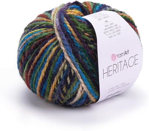Yarnart Heritage variegated Wool Yarn - مزيج الوزن الناعم المتوسط ​​للسترات الصوفية والأزرار والأوشحة والقبعات - الحياكة الشتوية الدافئة والألياف الكروشيه (336) in Kuwait