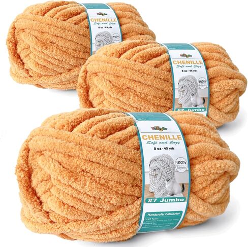 غزل تشنيل مكتنزة للكروشيه -خيوط ضخمة ضخمة للحياكة -100 ٪ من البوليستر -جومبو 7-45 ياردة/8.8 أونصة كل حبك يدوي DIY (Sage Green ، 6 Pack) in Kuwait