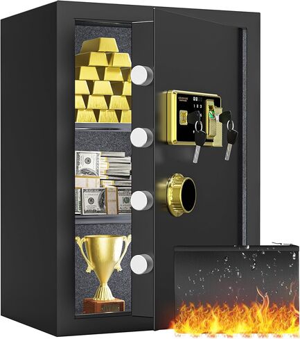 Yitahome 4 cu ft بصمات الأصابع آمنة للاستخدام المنزلي - حقيبة مستندات مقاومة للحريق ، قفل أمان لوحة مفاتيح رقمية آمنة مع رف قابل للإزالة لفندق المكاتب المنزلية - يحمي المال ، المجوهرات ، النقد in Kuwait