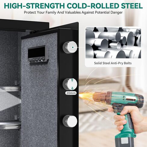 Yitahome 4 cu ft بصمات الأصابع آمنة للاستخدام المنزلي - حقيبة مستندات مقاومة للحريق ، قفل أمان لوحة مفاتيح رقمية آمنة مع رف قابل للإزالة لفندق المكاتب المنزلية - يحمي المال ، المجوهرات ، النقد in Kuwait