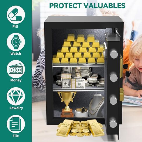 Yitahome 4 cu ft بصمات الأصابع آمنة للاستخدام المنزلي - حقيبة مستندات مقاومة للحريق ، قفل أمان لوحة مفاتيح رقمية آمنة مع رف قابل للإزالة لفندق المكاتب المنزلية - يحمي المال ، المجوهرات ، النقد in Kuwait