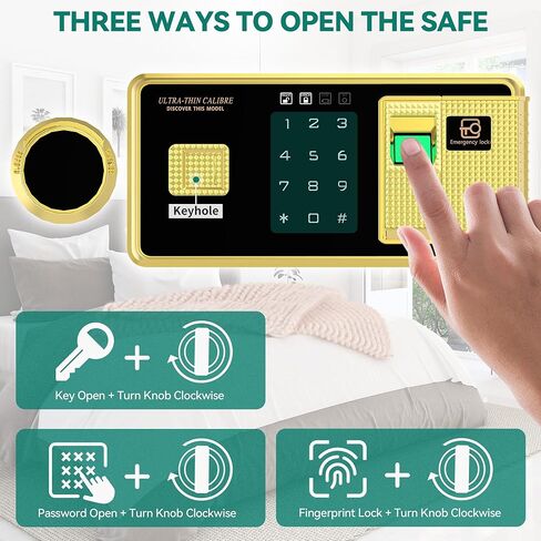 Yitahome 4 cu ft بصمات الأصابع آمنة للاستخدام المنزلي - حقيبة مستندات مقاومة للحريق ، قفل أمان لوحة مفاتيح رقمية آمنة مع رف قابل للإزالة لفندق المكاتب المنزلية - يحمي المال ، المجوهرات ، النقد in Kuwait