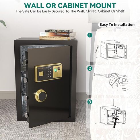Yitahome 4 cu ft بصمات الأصابع آمنة للاستخدام المنزلي - حقيبة مستندات مقاومة للحريق ، قفل أمان لوحة مفاتيح رقمية آمنة مع رف قابل للإزالة لفندق المكاتب المنزلية - يحمي المال ، المجوهرات ، النقد in Kuwait