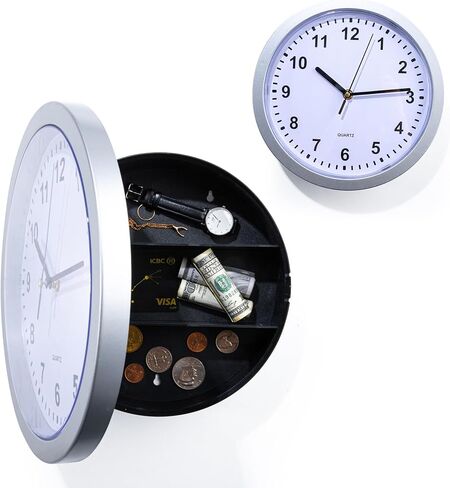 Hidden Safe Wall Clock, Valuables Diversion Safe, 10 inch Plastic Clock Secret Safe for Room，Hidden Compartment Container Box, Key Hidden Safe Storage- Bronze in Saudi Arabia