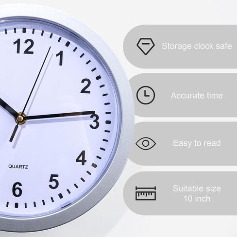Hidden Safe Wall Clock, Valuables Diversion Safe, 10 inch Plastic Clock Secret Safe for Room，Hidden Compartment Container Box, Key Hidden Safe Storage- Bronze in Saudi Arabia