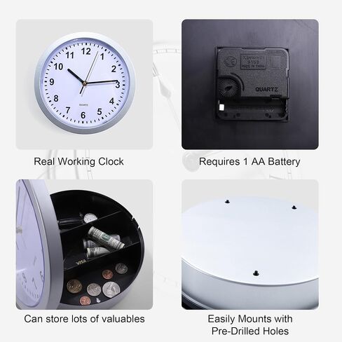Hidden Safe Wall Clock, Valuables Diversion Safe, 10 inch Plastic Clock Secret Safe for Room，Hidden Compartment Container Box, Key Hidden Safe Storage- Bronze in Saudi Arabia
